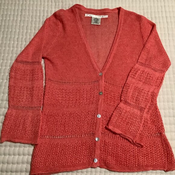 Max Studio Cardigan Sweater, coral color, size small - Picture 1 of 4